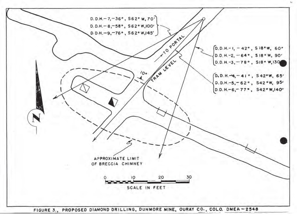 Proposed diamond drillhole locations (DMEA File No. 2548).