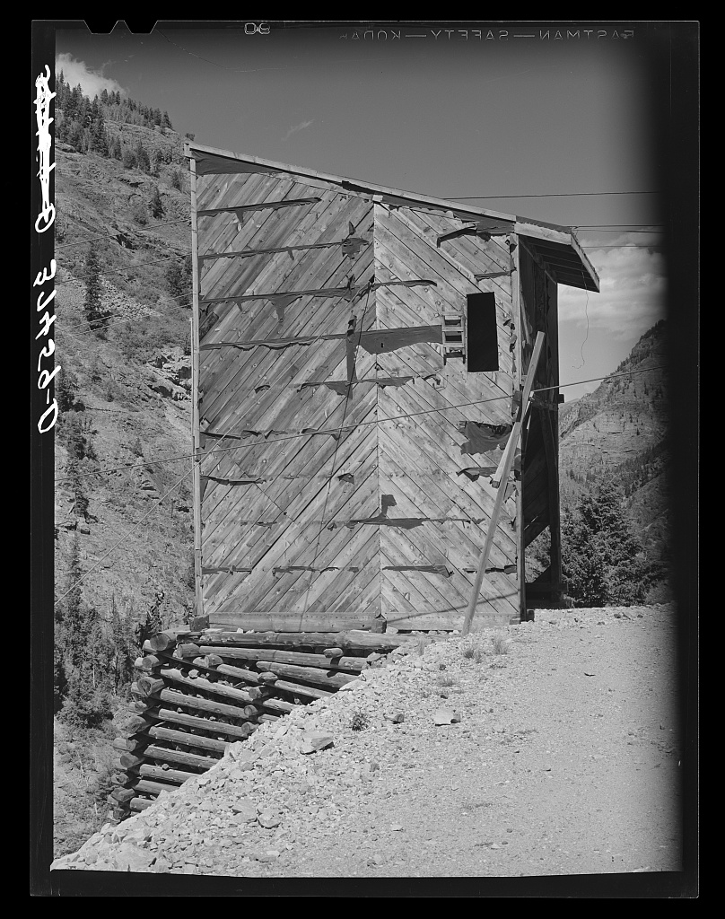 Aerial tram tower at Highway 550 (Lee Russell, 1940)
