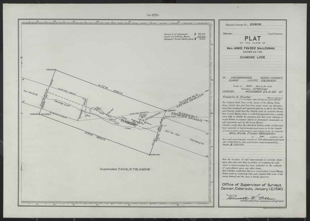 Mineral Survey No. 20608 (BLM GLO, 1940).